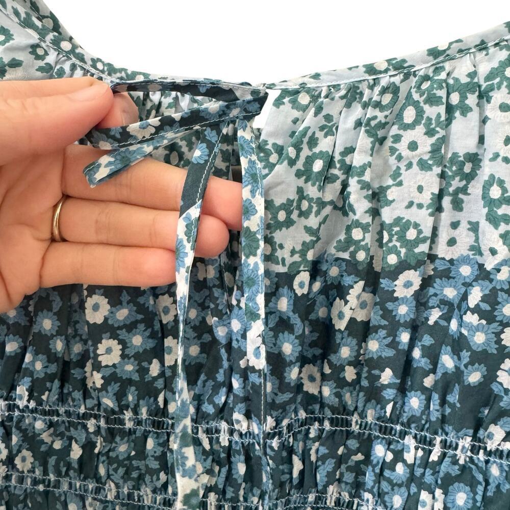 Rails Rosie Top Striped Floral Smocked Blouse Blue Green Size Small - Picture 9 of 11